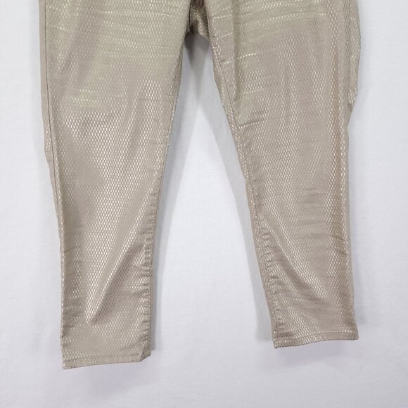 Bevy Flog Metallic Capri Pants Size 27 Gold Grid Drawstring Elastic Waist 23" - Picture 6 of 15